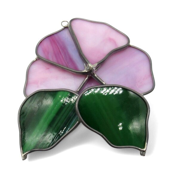 STAINED GLASS Pink Flower 3D Window Hanging Floral Suncatcher - Picture 8 of 10